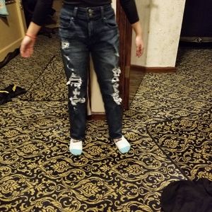 ripped straight leg jeans